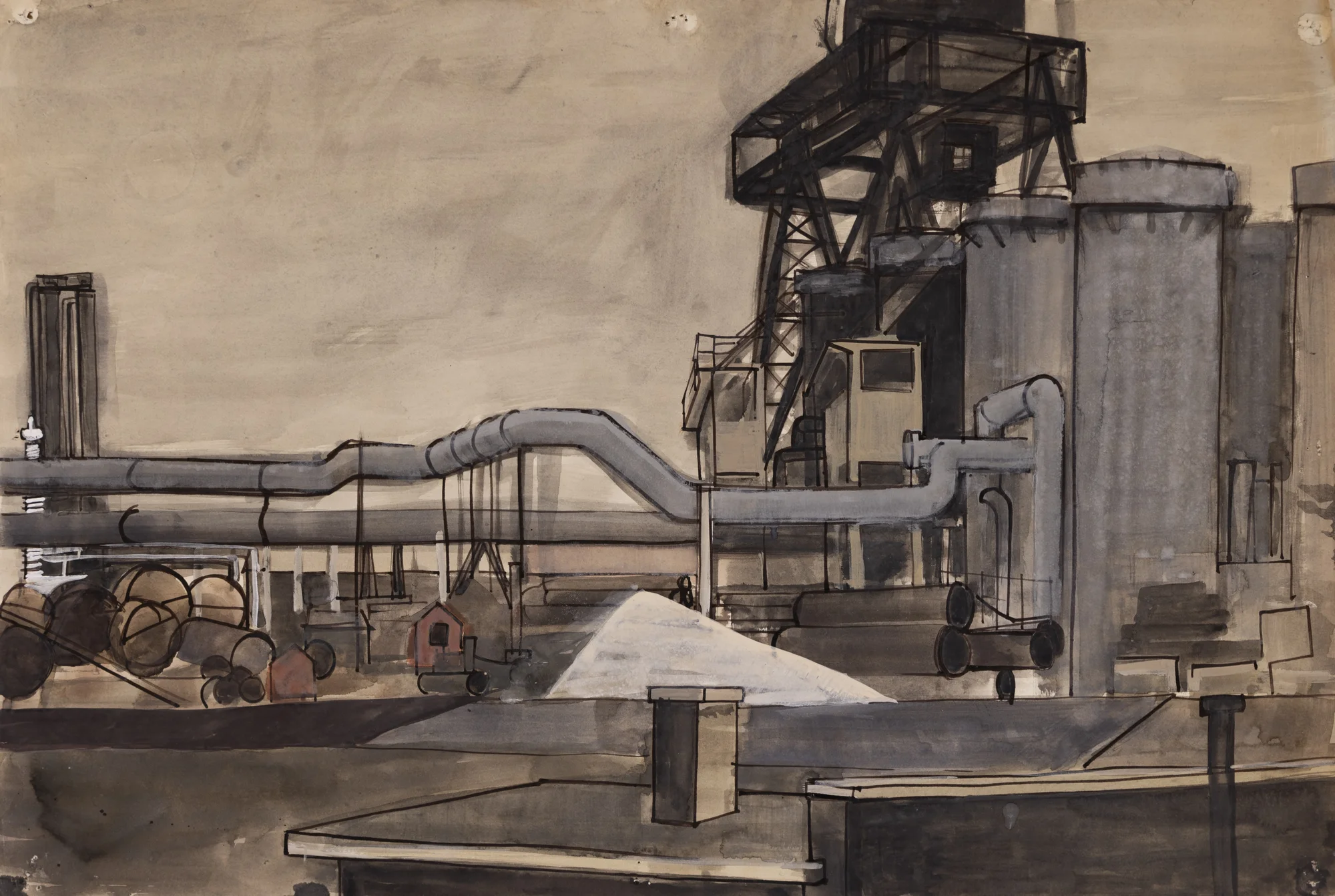 Factory, Grey with White Pile